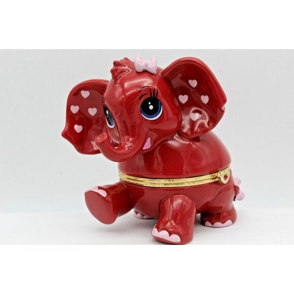 July Birthstone Granddaughter Elephant Music Box  2013 Bradford Exchange Red - Picture 1 of 10